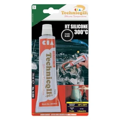 Image de Mastic adhésif en silicone haute température noir, thermorésistant jusqu’à 300 C, 70 ml