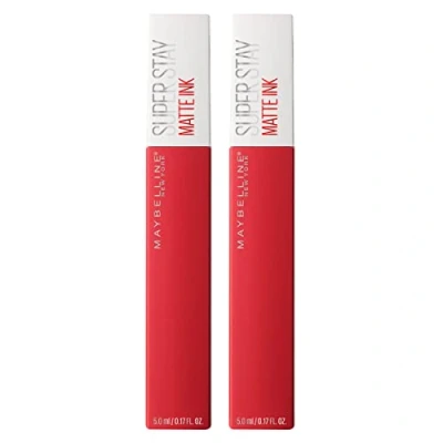 Image de Maybelline New York SuperStay Matte Ink Teinte à Lèvres Résultat Couvrant Uniforme avec Applicateur Pointu Couleur 20 Pioner Longue Durée 16h 2 Rouges