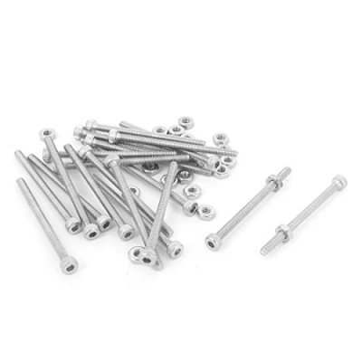 Image de sourcing map M2 x 30 mm moleté Tête hexagonale Socket Cap Vis Boulons Écrous Lot de 20 pcs