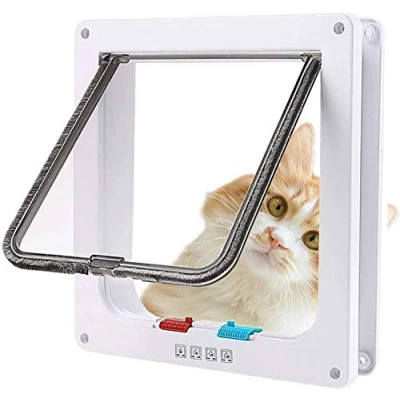 Image de Chatière pour Chat avec magnétique à 4 Voies, Porte Animaux de Compagnie Chats et Petits Chiens, Tunnel (XL 20 x 22 5.5 cm, Blanc)