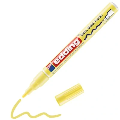 Image de edding 751 marqueur d&#039;encre opaque brillant jaune pastel 10 marqueurs pointe ronde 1 2 mm effet laqué pour verre, pierres, bois, plastique, papier coloré permanent