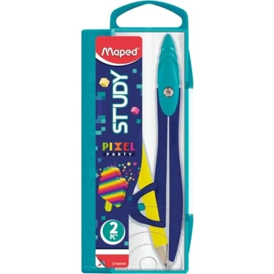 Image de Maped Compas Study Pixel Party Chape Ergonomique Bague Universelle Branches en Métal À Partir de 6 Ans