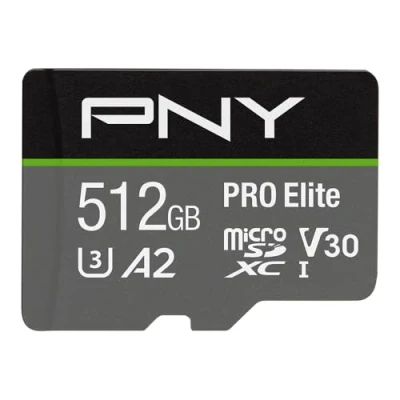 Image de PNY PRO Elite Carte mémoire microSDXC 512 Go + Adaptateur SD, Vitesse de Lecture jusqu&#039;à 100 Mo/s, d&#039;écriture 90 Classe 10 UHS I, U3, A2 App Performance, V30 pour la vidéo 4K