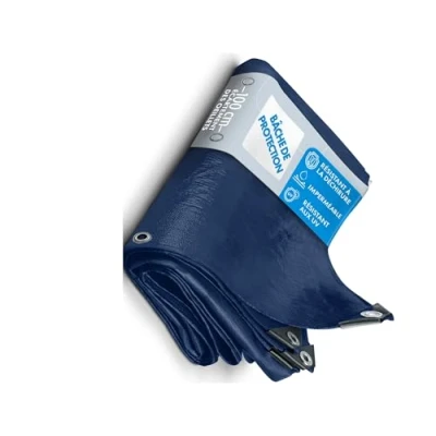 Image de etm Bâche imperméable avec oeillet de Protection Usage extérieur intérieur étanche, résistante aux UV pour Bateaux Chantiers travaux Epaisse densité 240 g/m², Bleu 4x6 m