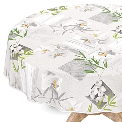 Image de Nappe en toile cirée lavable ANRO 100 x 140 cm Pointe Orchidée Spa Entretien facile