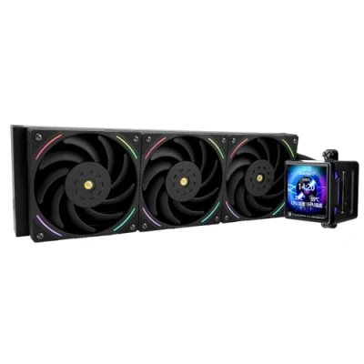 Image de Thermalright Elite Vision 360 ARGB Black CPU AIO Refroidisseur de processeur, écran LCD IPS avec résolution 320 x mm, pour AM5 et Intel 1700/1851, processeur haute performance, refroidi à l&#039;eau,