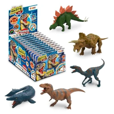 Image de CRAZE Stretchy Animals Dinos Collection complète 12 Figurines de Dinosaures Super Extensibles, Jouets à Collectionner avec Peau élastique et Rembourrage spécial