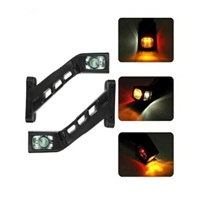 Image de 2 Feux de Gabarit et d’Encombrement LED 12V 24V Tricolore Rouge Blanc Orange Sur Antenne Latéraux Position Avant Latéral Arrière Camion Poids Lourds Remorque Camionnette Caravane E approuvé