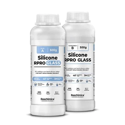 Image de Caoutchouc de silicone Traslucide 1:1 pour moulage R PRO GLASS, non toxique, moules durs et compatible avec les résines, la cire, le plâtre d&#039;autres matériaux (1 kg)