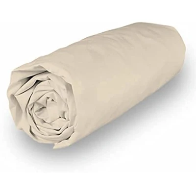 Image de Soleil d&#039;ocre, Percale Drap Housse, Coton, Ecru, 180x200 cm