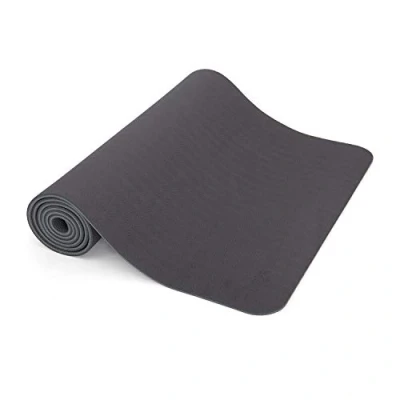 Image de Bodhi Tapis de Yoga “Lotus Pro II 183 x 60 cm, 6 mm Surface Tendre et adhérente en Mousse TPE Non polluante 100% Recyclable (Noir/Gris argenté)