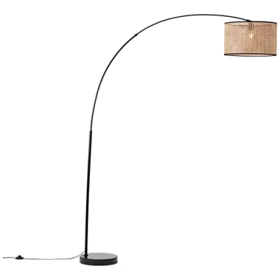 Image de Brillant Lampadaire arc Wiley 1m bois clair noir 1x A6 E27, 42W, adapté aux lampes normales (non incluses)