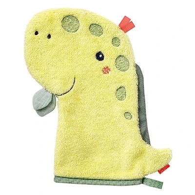 Image de Fehn 051230 Waschhandschuh Dino Waschlappen mit Tiermotiv für fröhlichen Badespaß, Babys und Kinder AB 0+ Monaten