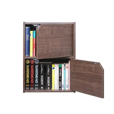 Image de Iris Ohyama, Bibliothèque de rangement, Meuble avec 2 portes et étagères, Montage facile, Design, Modulable, Bureau, Chambre, Salon Module Shelf MDB 2D Marron