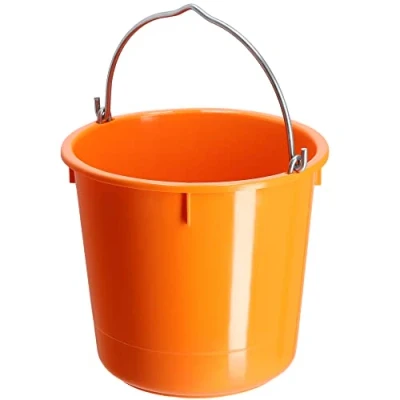 Image de KADAX Seau de Construction en Plastique, ŕ mortier avec poignée Fil Zinc, Seau, Ciment, mortiers, Nettoyage, Eau, Jardin, (Orange 12 l, 1 pičce)