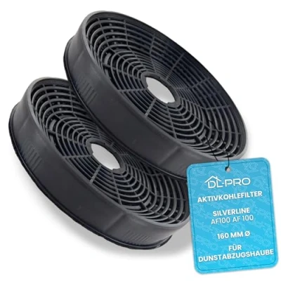 Image de DL pro Lot de 2 filtres à charbon actif 160 mm diamètre pour hotte aspirante Silverline AF100 AF 100