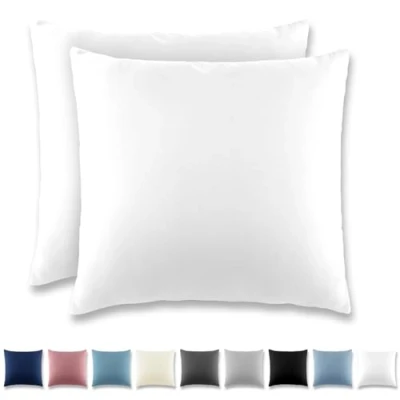 Image de REDKEY Taie Oreiller 65x65 Blanc Lot de 2 Taies d&#039;Oreillers 65 x Carré en Microfibre Brossée, Housse Coussin avec Fermeture Éclair