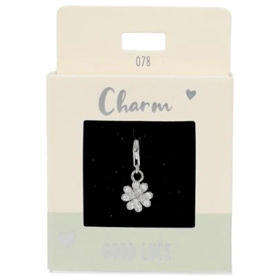 Image de Depesche 11785 078 Charms Express Yourself Pendentifs pour Colliers et Bracelets, trèfle à Quatre Feuilles, argenté, comme Petit Cadeau, Multicolored, Normal
