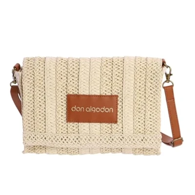 Image de Don Algodon Pochette femme en paille sac de plage Fait main à ete boheme beach bag cabas raphia Sintra