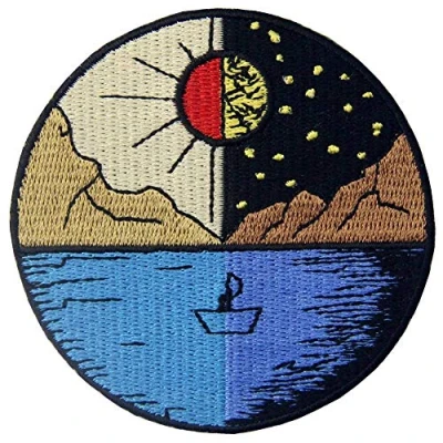 Image de Patch brodé en forme de Du jour à la nuit, Explorez plein air, coudre ou coller avec fer repasser