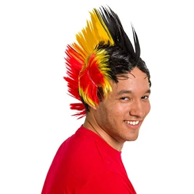 Image de Perruque Mohawk Belgique Rouge Jaune Noir par unité