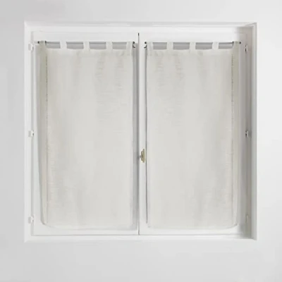 Image de Douceur d&#039;Intérieur Haltona Paire Droite Passants Effet Lin Tisse Polyester, Naturel, 160x60 cm
