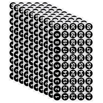Image de 10 Feuilles 1 50 Autocollants Numérotés, en Vinyle à Numéro Consécutif Autocollant pour Étiquettes Imperméables Intérieures d&#039;Inventaire (1 Pouce, Noir)