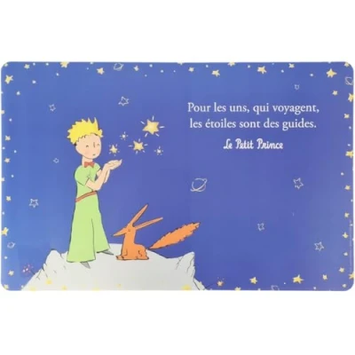 Image de Set de Table Le Petit Prince Jouant avec des étoiles Fond Bleu Tout Autour