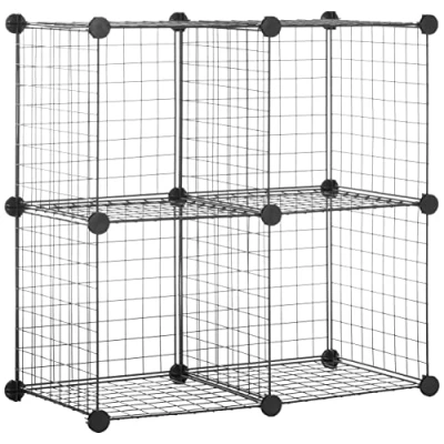 Image de Amazon Basics Lot de 4 cubes rangement en fil métallique, Noir, 36.98 x 76.96 cm