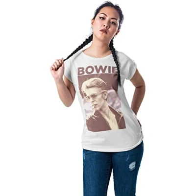 Image de Mister Tee David Bowie Tshirt imprimé, Femme, Taille: Medium, White