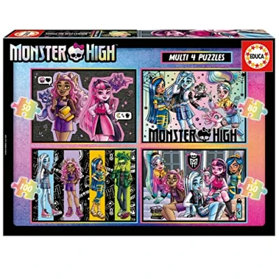 Image de Educa Lot de 4 Puzzles progressifs pour Enfants 50 à 150 pièces avec Les Images Plus drôles Monster High. Taille : 34 x 24 cm. Recommandé 5 Ans et (19706)