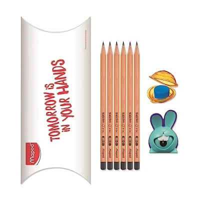 Image de Maped Lot de 6 Crayons Graphite FSC + 1 Gomme Malléable Croc Taille Inno Bleu