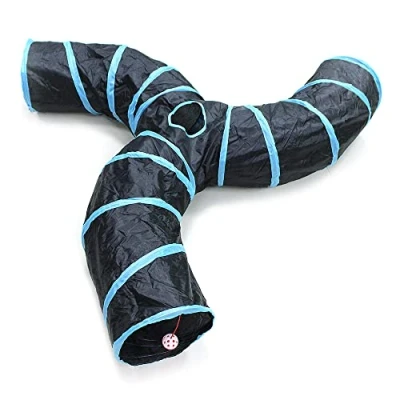 Image de Bemodst Road Tunnel pour Chat, 2 Voies/3 Voies/4 Voies/5 Voies Tubes de tunnels Pliable Jouet Labyrinthe interactif Petits Animaux, Petit Lapin,Chaton, Chiot,Furet,cochons d’ Inde (3 Voies)