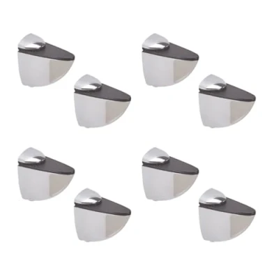 Image de 8x Supports d&#039;étagères en verre chromé robustes pour étagères et bois différentes tailles (S (14 mm))