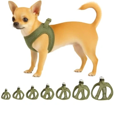 Image de Flamingo Harnais pour Chien Step&amp;Go Bento Kaki XXS A:22 23cm B:24 25cm x 3mm Réglable avec Bandes Réfléchissantes Idéal Chihuahua, Yorkshire, Papillon &amp; Pékinois