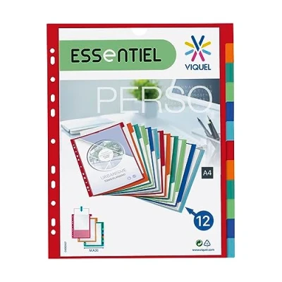 Image de Viquel Lot de 12 Intercalaires A4 maxi format Personnalisables en plastique Pour classeur