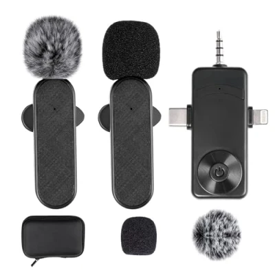 Image de Micro Cravate pour interviews,enregistrements vidéo,vlogs,Micro sans Fil avec annulation de Bruit,Plug and Play,Microphone téléphones Portables Android,iPhones,Ordinateurs