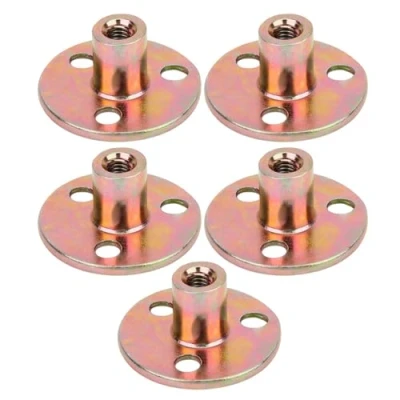 Image de 5 Pièces Écrous à Bride, M6 M8 M10 En Fer Galvanisé Surface Lisse Bride D&#039;écrou T Base Ronde Té 3 Trous Pour La Fixation De Meubles Connexion(m6)
