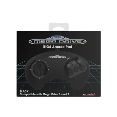 Image de Retro Bit Big6 manette filaire pour Mega Drive &amp; Genesis Black Neuf