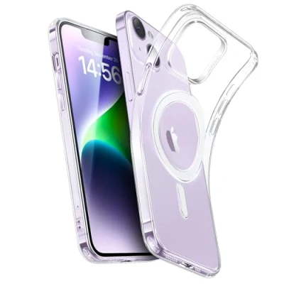 Image de ESR Coque pour iPhone 14 et 13,Coque en Silicone Transparent avec MagSafe,Coque Fine résistante aux Chocs, Anti jaunissement,Fine de téléphone TPU Transparent,série Zero,Transparente