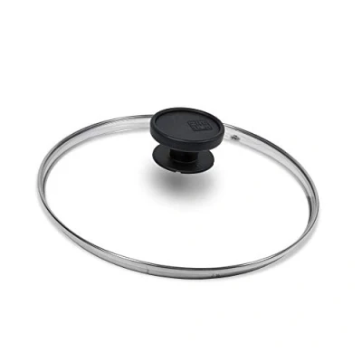 Image de ALLUFLON Couvercle en Verre Trempé avec Rebord Acier Inoxydable, Résistant aux Hautes Températures, Compatible Lave Vaisselle, 16 cm