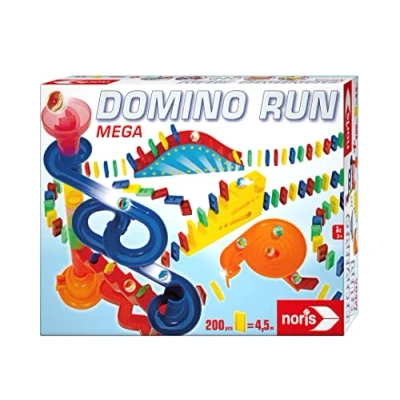 Image de Noris 606062023 Domino Run Mega Set de 200 Pierres, Billes, Piste à Billes et Autres Accessoires, dès 3 Ans