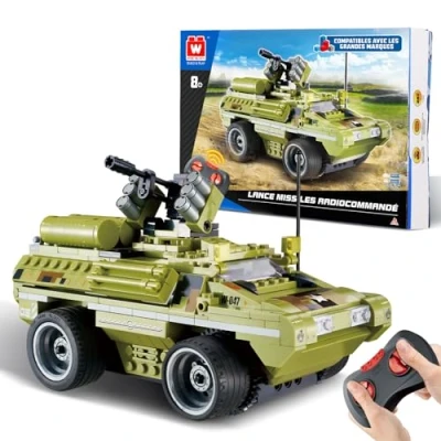 Image de Wise Block W Jouet de Construction, STEM pour Les Enfants 8 Ans et Plus, 371 pièces, kit Construction,Voiture RC, Cadeau d&#039;anniversaire Enfants, véhicule Militaire blindé.