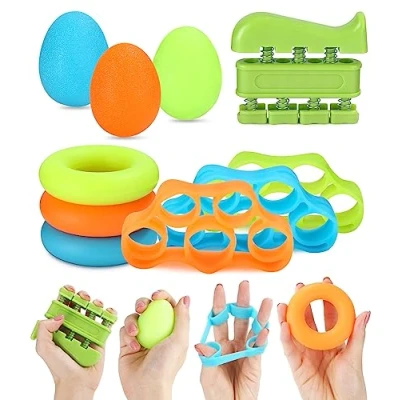 Image de Jissta Lot de 10 Hand Grip Musculation Avant Bras,Renforceur Doigt Exerciseur à la Main Ressort,Poignet Ajustable,Musculation Doigts, Civière Préhension