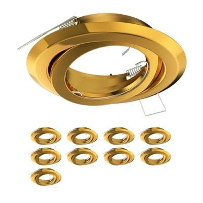 Image de ledscom.de 10 pièces cadre d&#039;encastrement au plafond FABI, rond, pivotant, or brillant