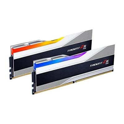 Image de G.SKILL Trident Z5 RGB Series (Intel XMP 3.0) DDR5 RAM 32 Go (2 x 16 Go) 6400 MT/s CL32 39 102 1,40 V Mémoire UDIMM Argent métallique (F5 6400J3239G16GA2 TZ5RS)