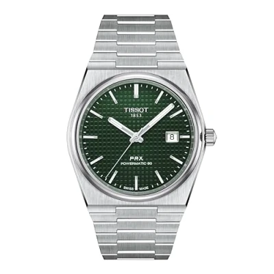 Image de Montre Tissot T Classic PRX Powermatic 80 en acier inoxydable avec cadran vert automatique T137.407.11.091.00 100M pour homme