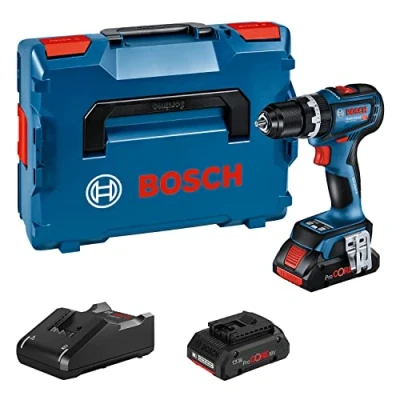 Image de Bosch Professional 18V System perceuse visseuse à percussion sans fil GSB 90 C (avec 2 batteries PROcore de 4,0 Ah, chargeur GAL 40, dans L BOXX)