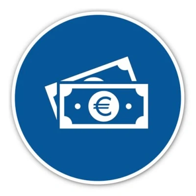 Image de Billets/argent liquide accepté Conforme à la norme DIN EN ISO 7010 / ASR A1.3 Autocollant : Ø 20 cm, 1 pièce.