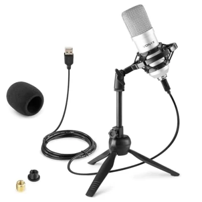 Image de VONYX CM300S Microphone Streaming avec Trépied Titane, Micro Professionnel USB, Idéal pour Gaming, ou Réaliser du Contenu Youtube et Twitch